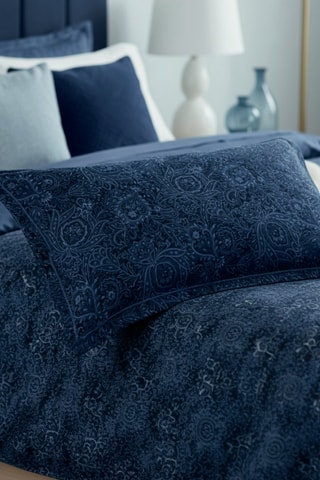 2 fundas de almohada de satén de algodón - 80 hilos/cm² - Azul - 63 x 63 cm