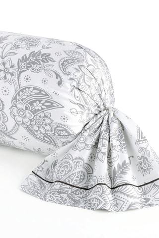 Funda de almohada de satén de algodón - 80 hilos/cm² - Blanco y gris - 43 x 210 cm