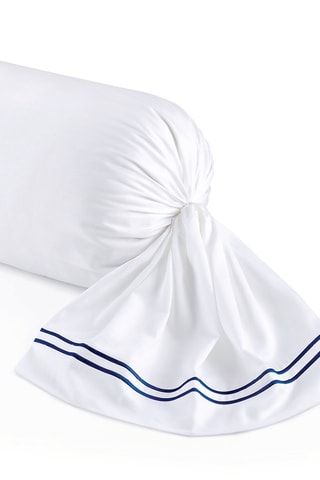 Funda de almohada de satén de algodón - 80 hilos/cm² - Azul y blanco - 43 x 210 cm