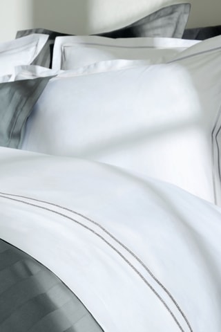 Funda de almohada de satén de algodón - 80 hilos/cm² - Gris y blanco - 43 x 210 cm