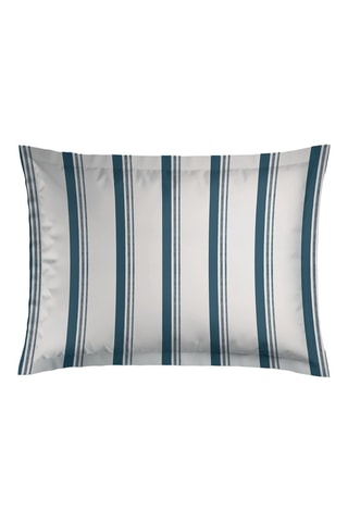 2 fundas de almohada de satén de algodón - 80 hilos/cm² - Blanco y azul - 50 x 70 cm
