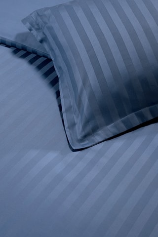 2 fundas de almohada de satén de algodón - 80 hilos/cm² - Azul - 50 x 70 cm