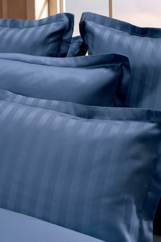 2 fundas de almohada de satén de algodón - 80 hilos/cm² - Azul - 50 x 70 cm