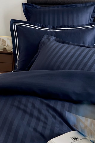 2 fundas de almohada de satén de algodón - 80 hilos/cm² - Azul oscuro