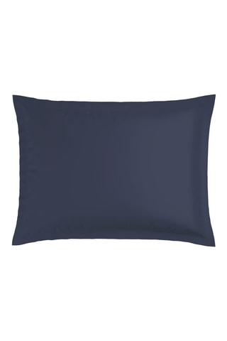 2 fundas de almohada de satén de algodón - 80 hilos/cm² - Blanco y azul oscuro - 50 x 70 cm