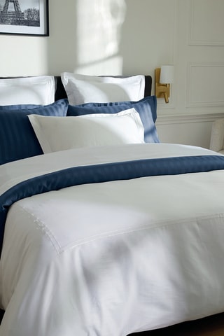 2 fundas de almohada de satén de algodón - 80 hilos/cm² - Blanco - 50 x 70 cm