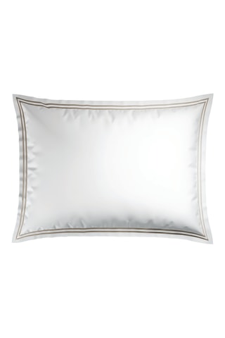 2 fundas de almohada de satén de algodón - 80 hilos/cm² - Topo y blanco - 50 x 70 cm
