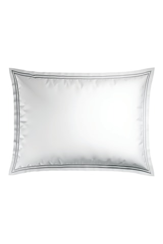2 fundas de almohada de satén de algodón - 80 hilos/cm² - Gris y blanco - 50 x 70 cm