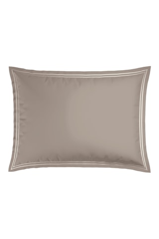 2 fundas de almohada de satén de algodón - 80 hilos/cm² - Blanco y topo - 50 x 70 cm