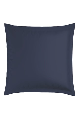 2 fundas de almohada de satén de algodón - 80 hilos/cm² - Blanco y azul oscuro - 63 x 63 cm