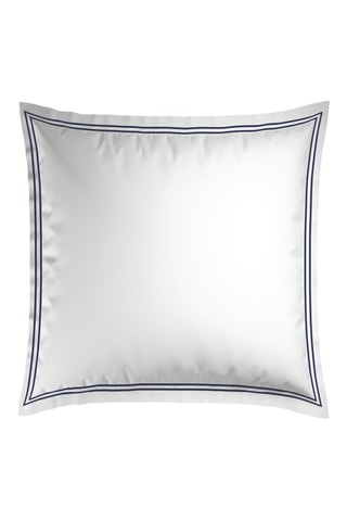 2 fundas de almohada de satén de algodón - 80 hilos/cm² - Azul oscuro y blanco - 63 x 63 cm