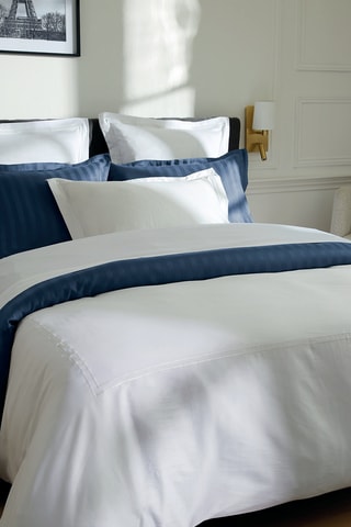 2 fundas de almohada de satén de algodón - 80 hilos/cm² - Blanco - 63 x 63 cm