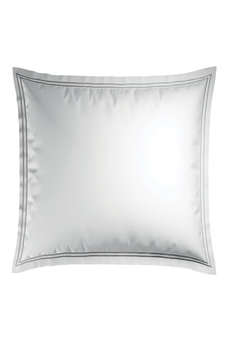 2 fundas de almohada de satén de algodón - 80 hilos/cm² - Gris y blanco - 63 x 63 cm