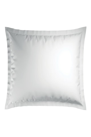 2 fundas de almohada de satén de algodón - 80 hilos/cm² - Gris y blanco - 63 x 63 cm