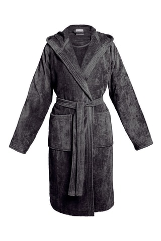 Albornoz de terciopelo con capucha - Gris oscuro