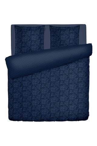 Juego de nórdico reversible de satén de algodón - 80 hilos/cm² - Azul