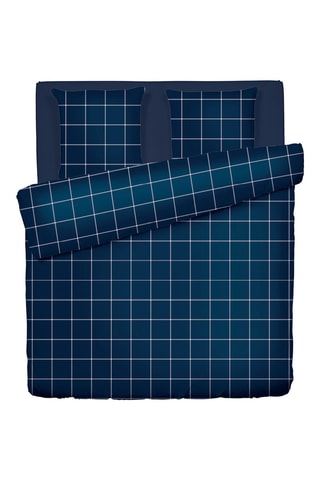 Juego de nórdico de satén de algodón - 80 hilos/cm² - Azul oscuro