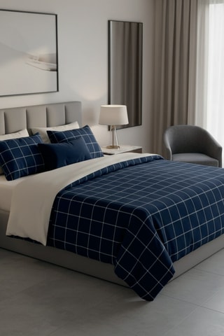 Juego de nórdico de satén de algodón - 80 hilos/cm² - Azul oscuro