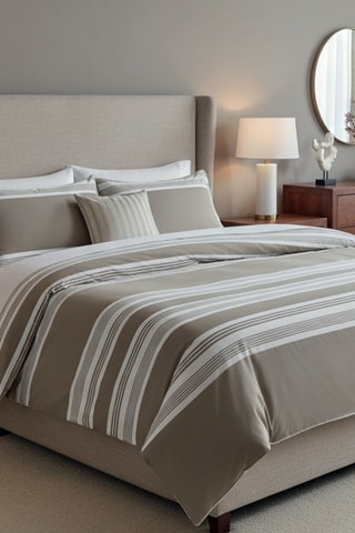 Juego de nórdico reversible de satén de algodón - 80 hilos/cm² - Topo