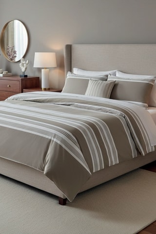 Juego de nórdico reversible de satén de algodón - 80 hilos/cm² - Topo