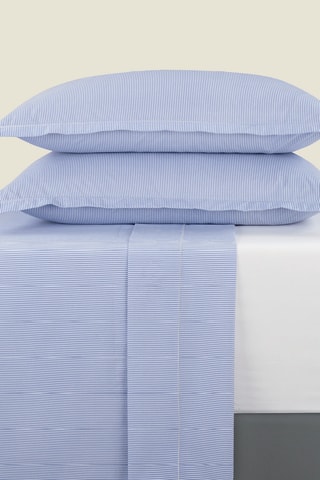 Juego de sábanas de percal de algodón - 80 hilos/cm² - Celeste