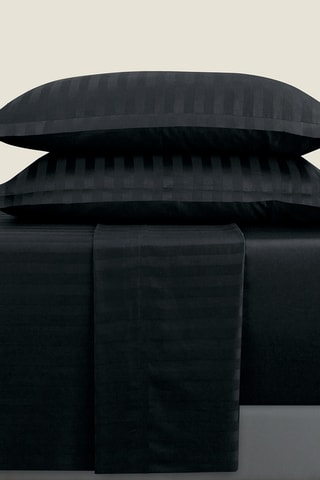 Juego de sábanas de satén de algodón - 80 hilos/cm² - Negro