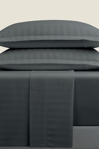 Juego de sábanas de satén de algodón - 80 hilos/cm² - Gris oscuro
