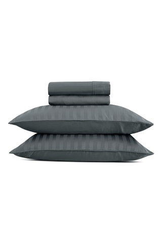 Juego de sábanas de satén de algodón - 80 hilos/cm² - Gris oscuro