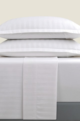 Juego de sábanas de satén de algodón - 80 hilos/cm² - Blanco