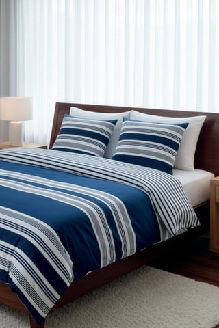 Juego de nórdico de satén de algodón - 80 hilos/cm² - Azul