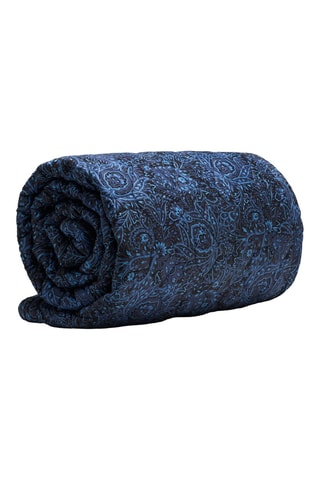 Colcha de satén de algodón - 80 hilos/cm² - Azul - 220 x 250 cm