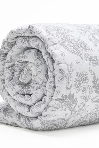 Colcha de satén de algodón - 80 hilos/cm² - Blanco y gris - 220 x 250 cm