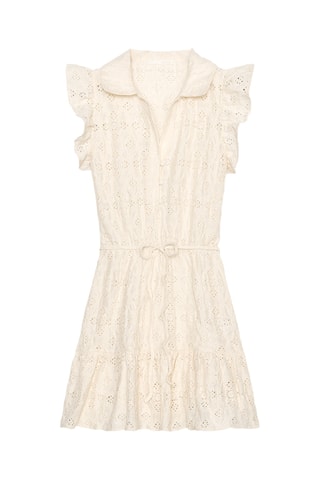 Robe droite en broderie anglaise - Beige