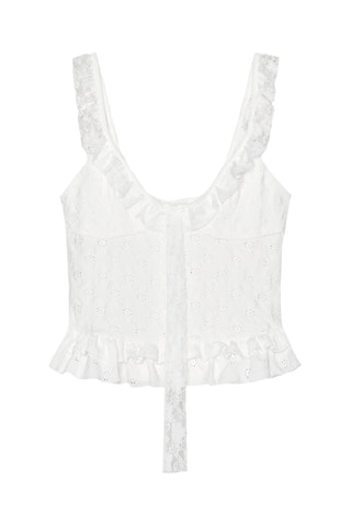 Crop top en broderie anglaise - Blanc