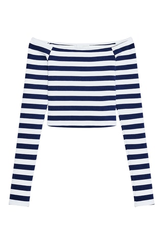 Top - Blanc et bleu marine