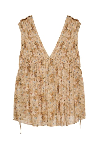 Blouse plissée - Beige