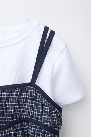 T-shirt 2-en-1 - Bleu marine et blanc