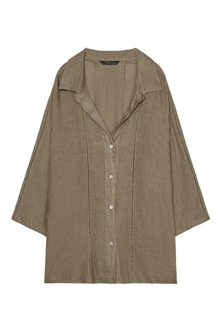 Chemisier oversize en lin - Kaki