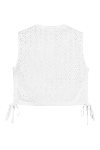 Top en broderie anglaise - Blanc