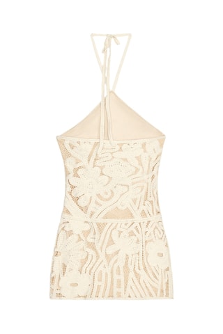 Robe droite en guipure - Ecru