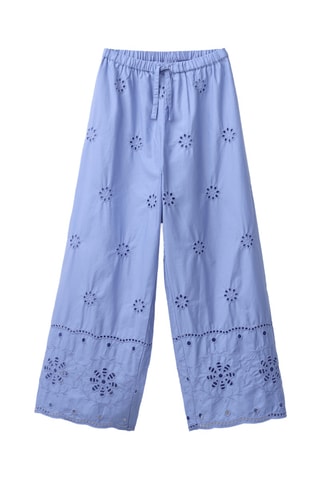 Pantalon en broderie anglaise - Bleu clair