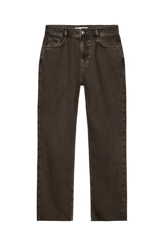 Pantalon straight taille haute - Marron