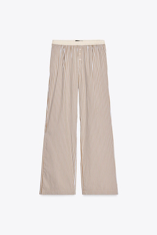 Pantalon de pyjama - Camel et blanc