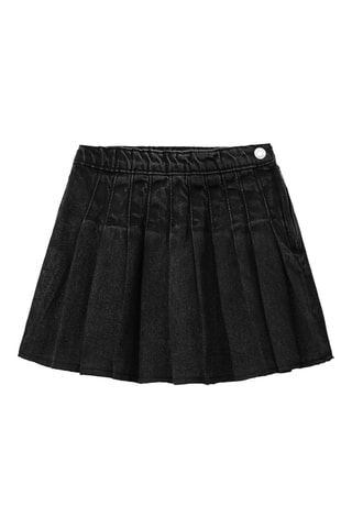 Jupe plissée en jean - Noir