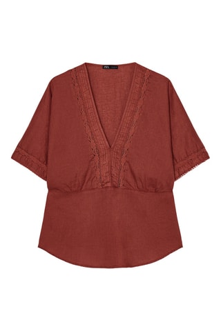 Blouse en lin - Rouge brique