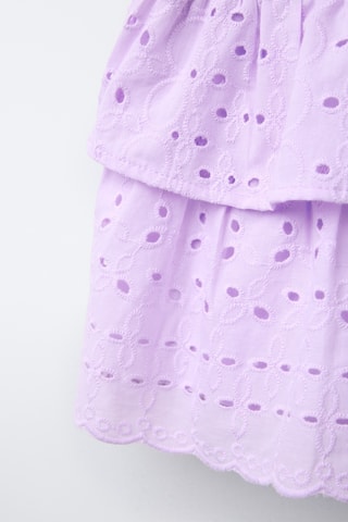 Jupe volantée en broderie anglaise - Violet