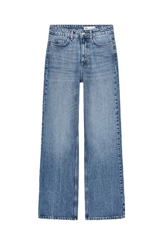 Jean straight taille haute - Bleu cobalt