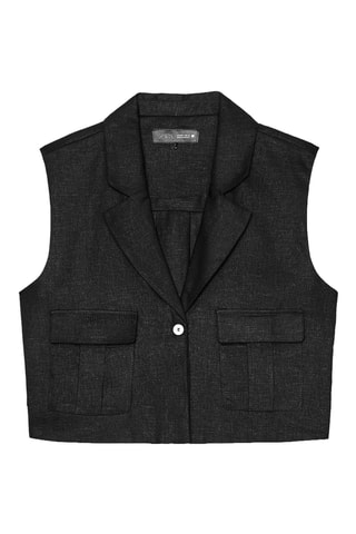 Veste sans manches en lin - Noir