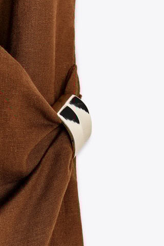 Robe portefeuille en lin - Marron