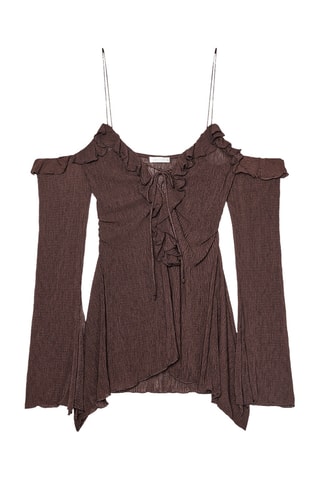 Top plissé - Marron